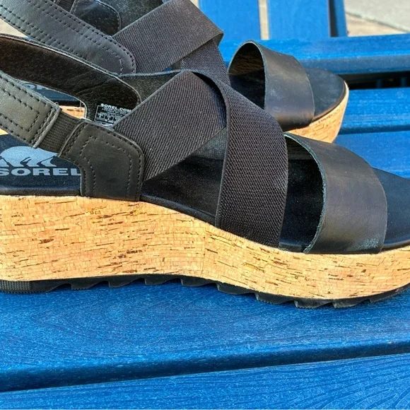 Sorel Black and Tan Platform Sandals - Picture 5 of 7
